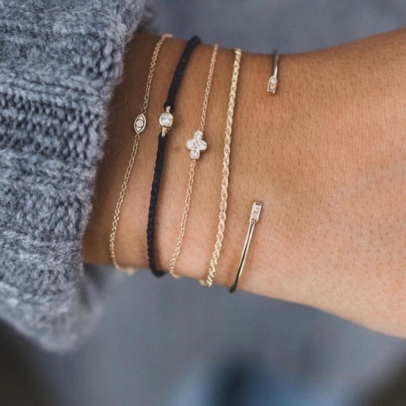 bluboho Jewelry - Bluboho Hold me tight diamond bracelet bangle 14k gold, white diamonds